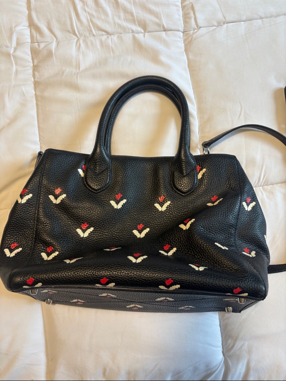 Marc Jacobs Rare Tulip Collection Black Leather Satchel Bag with Strap in EUC - Picture 4 of 12